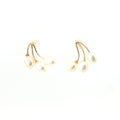 Estate Yellow Gold Pearl Trio Stud Earrings