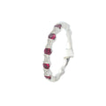 White Gold Hourglass Milgrain Diamond and Ruby Wedding Band