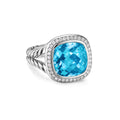 David Yurman Sterling Silver Albion Blue Topaz Ring with Diamonds