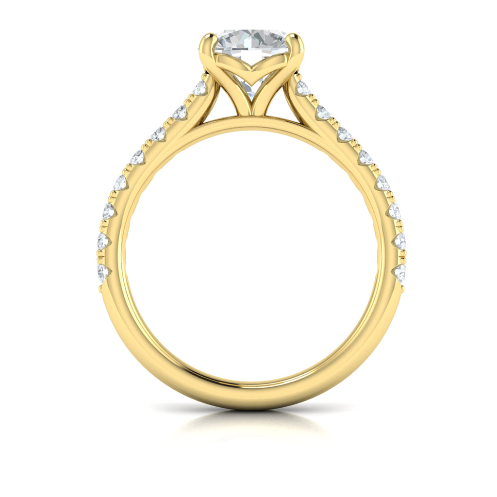 Vlora Yellow Gold Diamond Cathedral Engagement Ring Mounting