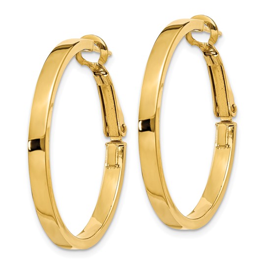 Yellow Gold Polished Square Tube Hoop Earrings