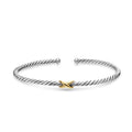 David Yurman Silver and Yellow Gold Micro Cable Flex X Bracelet