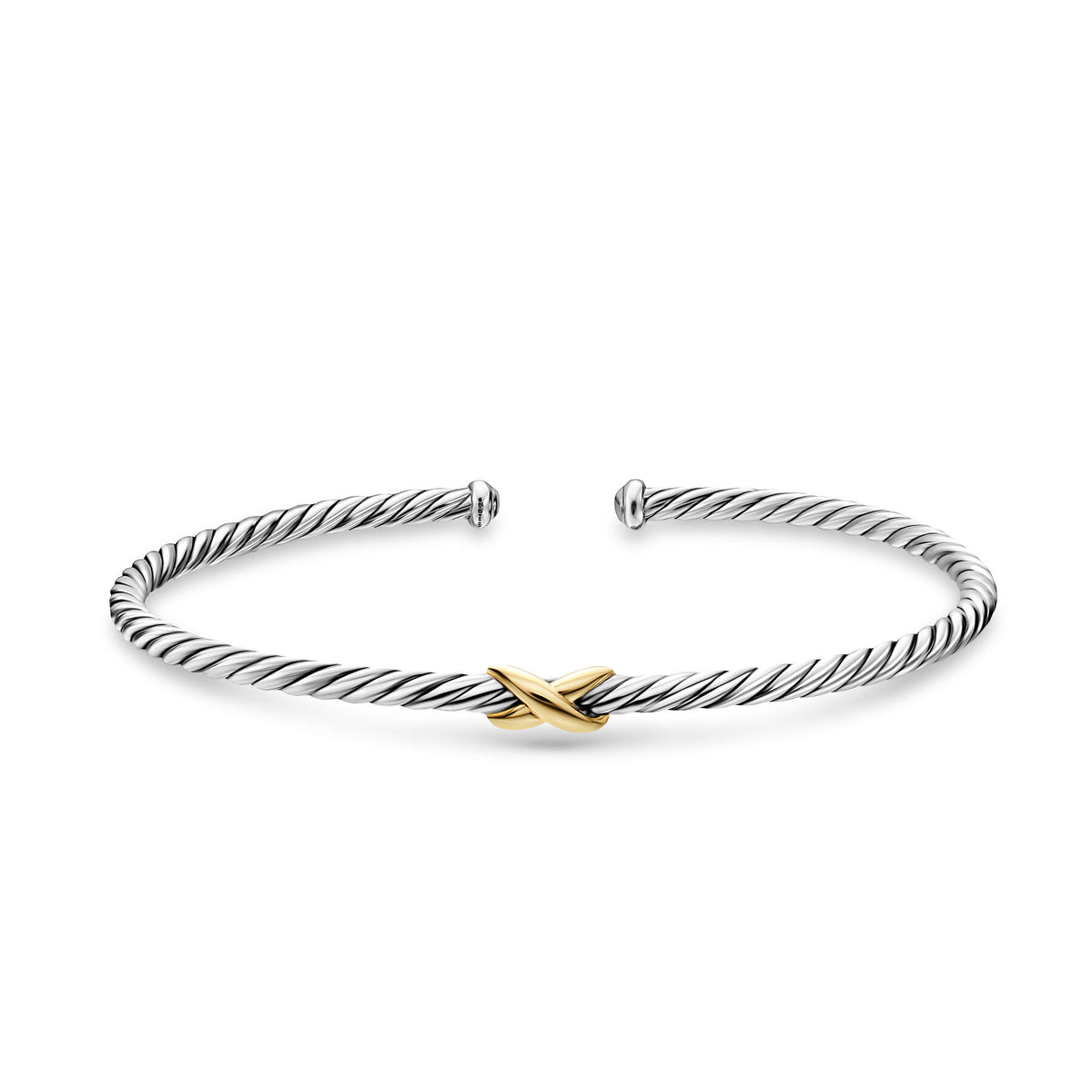 David Yurman Silver and Yellow Gold Micro Cable Flex X Bracelet