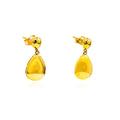Gold Plated Double Pear Drop Stud Earrings