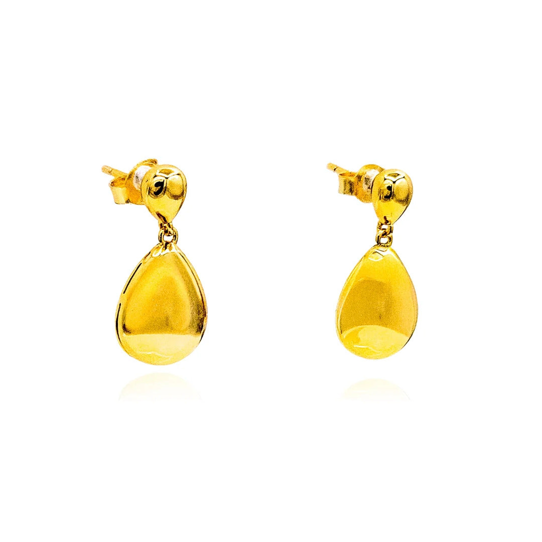Gold Plated Double Pear Drop Stud Earrings