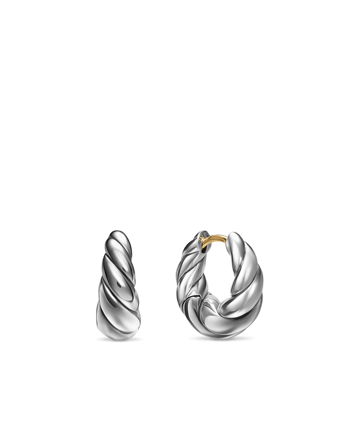 David Yurman Sculpted Cable Tapered Hoop Earrings