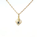 Estate Yellow Gold Sapphire and Diamond Pendant Necklace