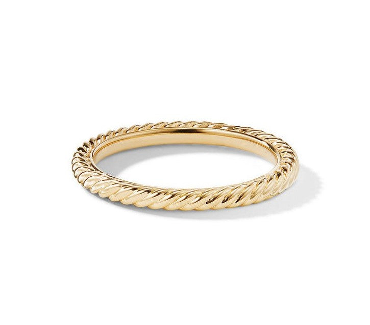 David Yurman Yellow Gold Cabled Stackable Band Ring