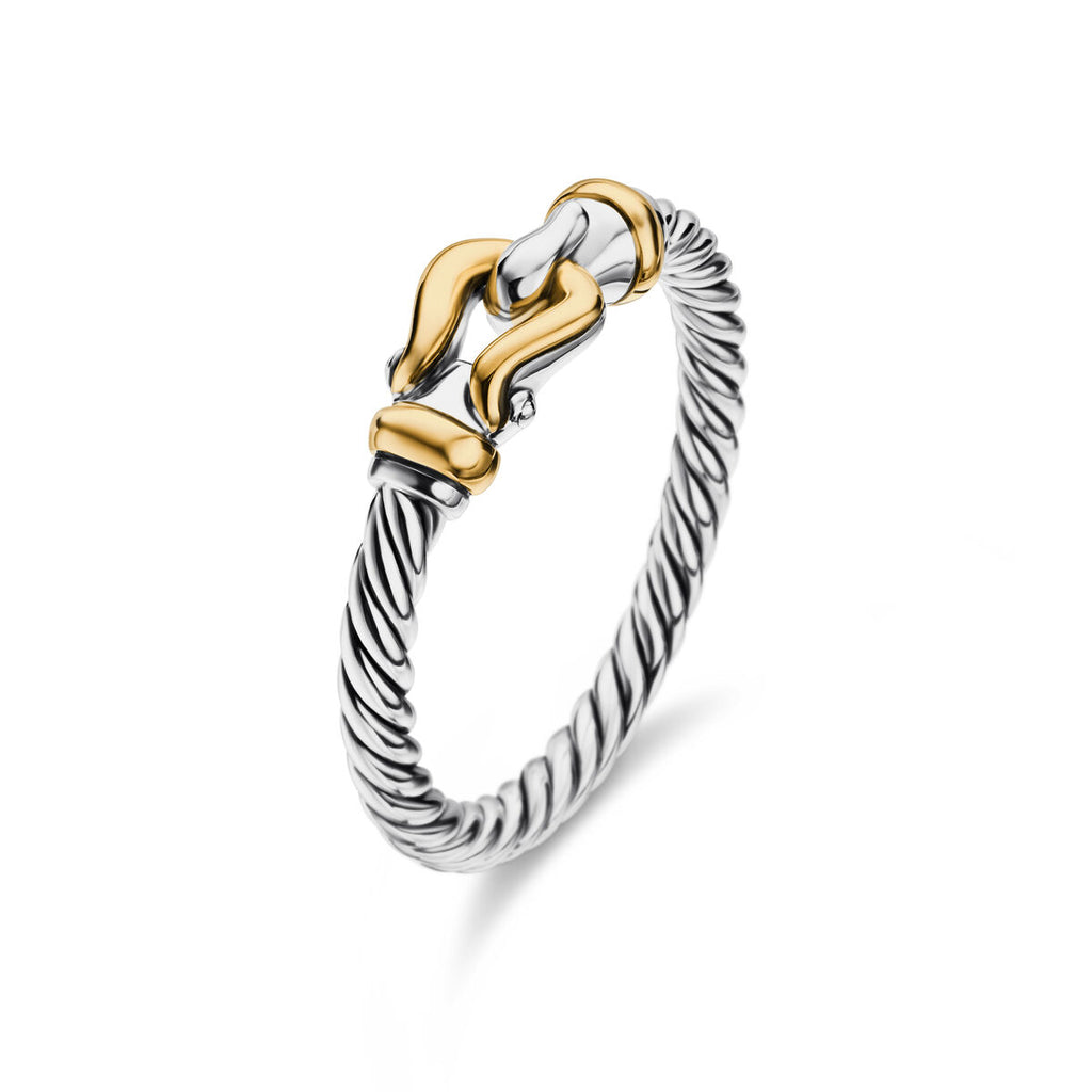 David Yurman Sterling Silver and Yellow Gold Petite Buckle Ring
