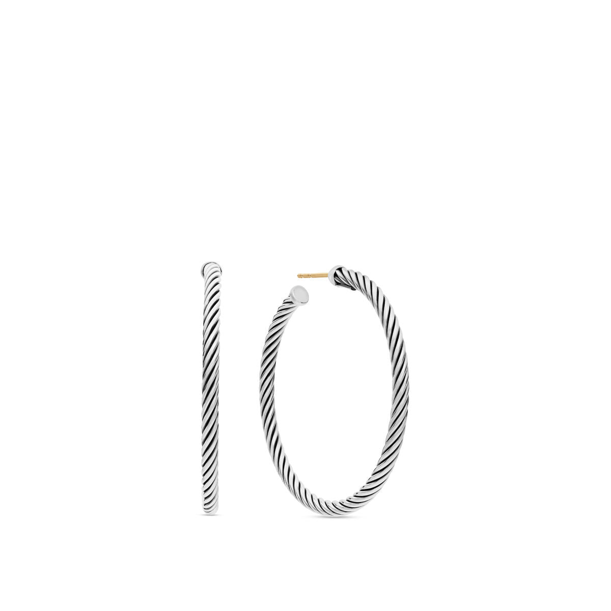David Yurman Sterling Silver 1.5 Inch Cable Hoop Earrings
