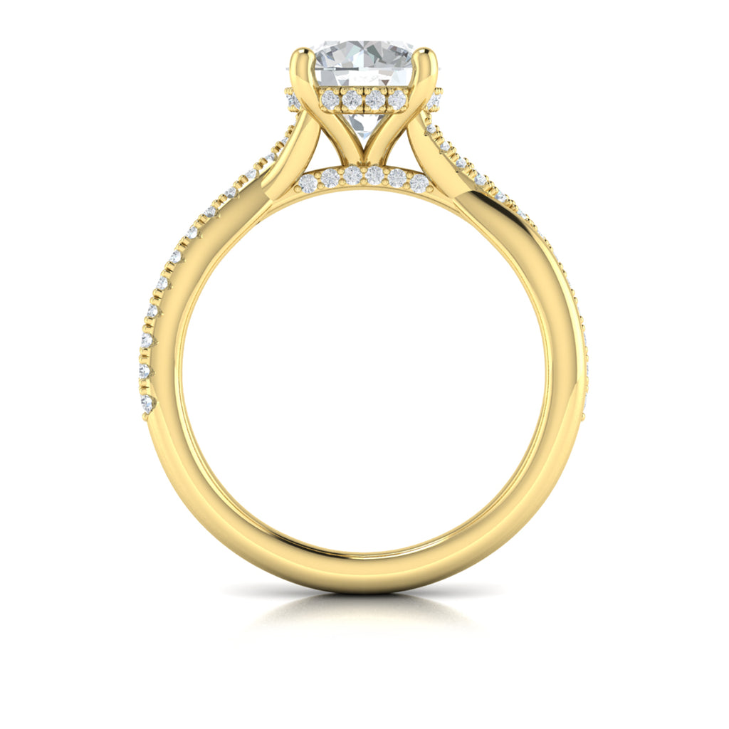 Vlora Yellow Gold Twist Diamond Engagement Ring Mounting