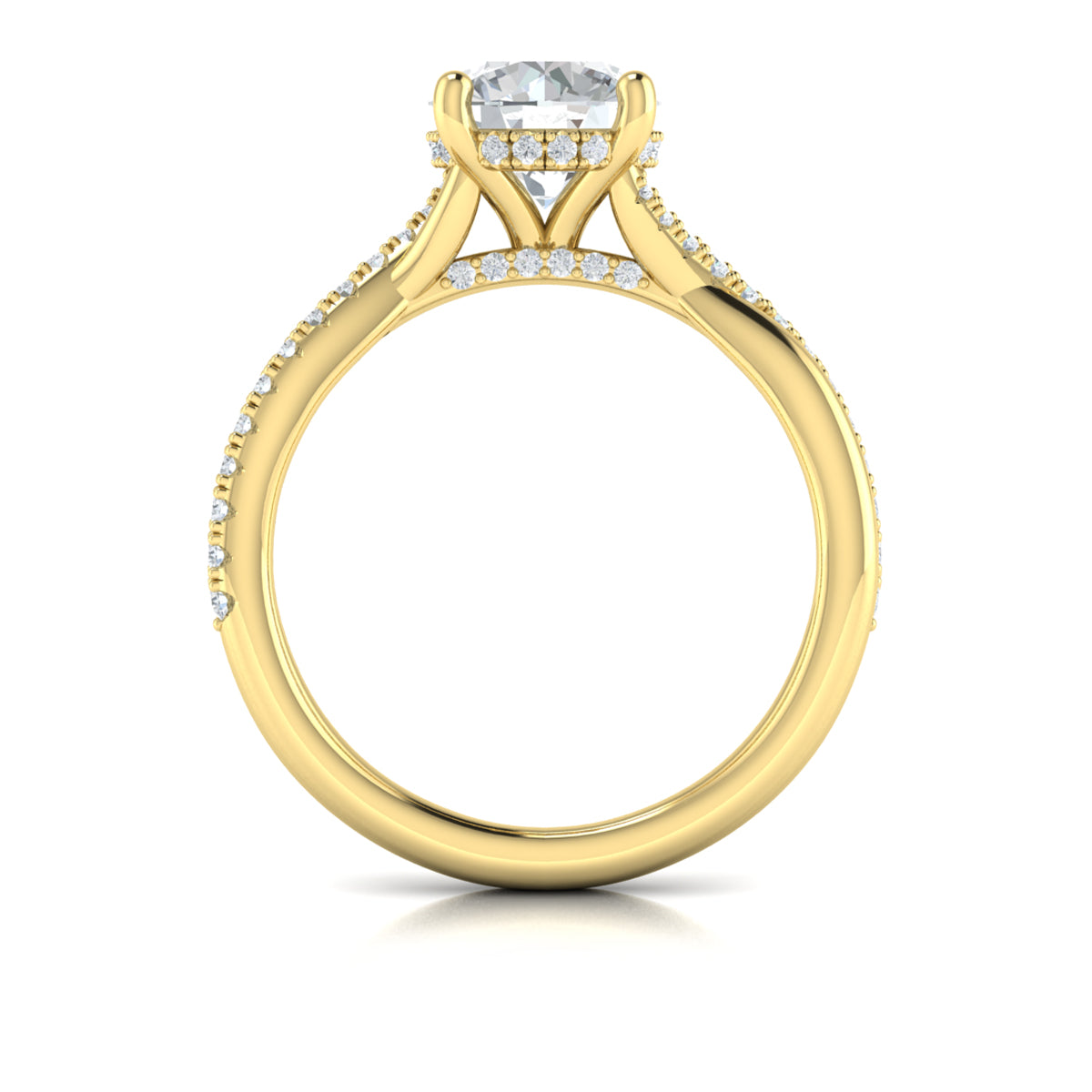 Vlora Yellow Gold Twist Diamond Engagement Ring Mounting