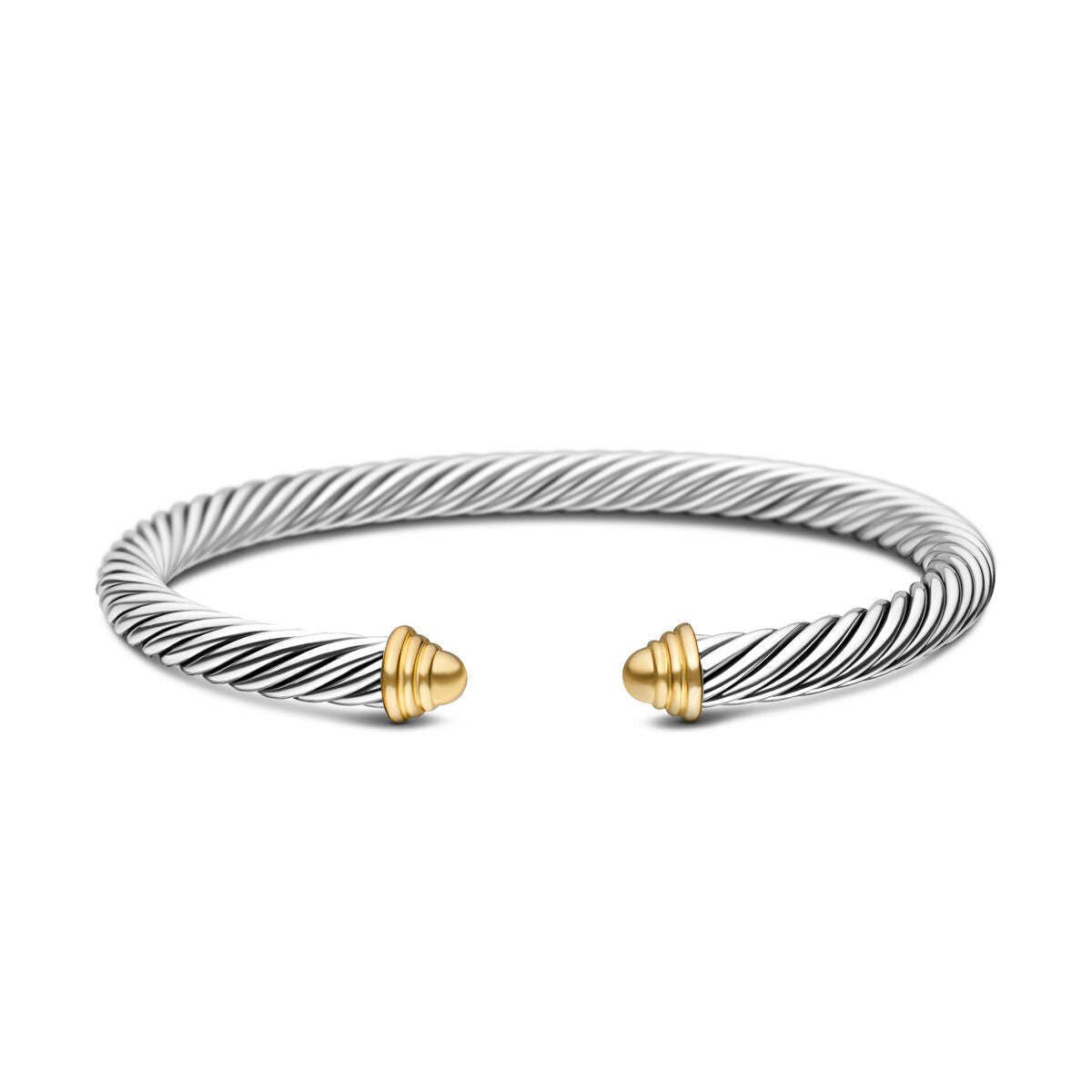 David Yurman Sterling Silver and Yellow Gold Gold Dome Classic Cable Bracelet
