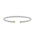 David Yurman Silver and Yellow Gold Micro Cable Flex Open Bracelet