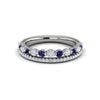 Diamond and Blue Sapphire Two Row Ring