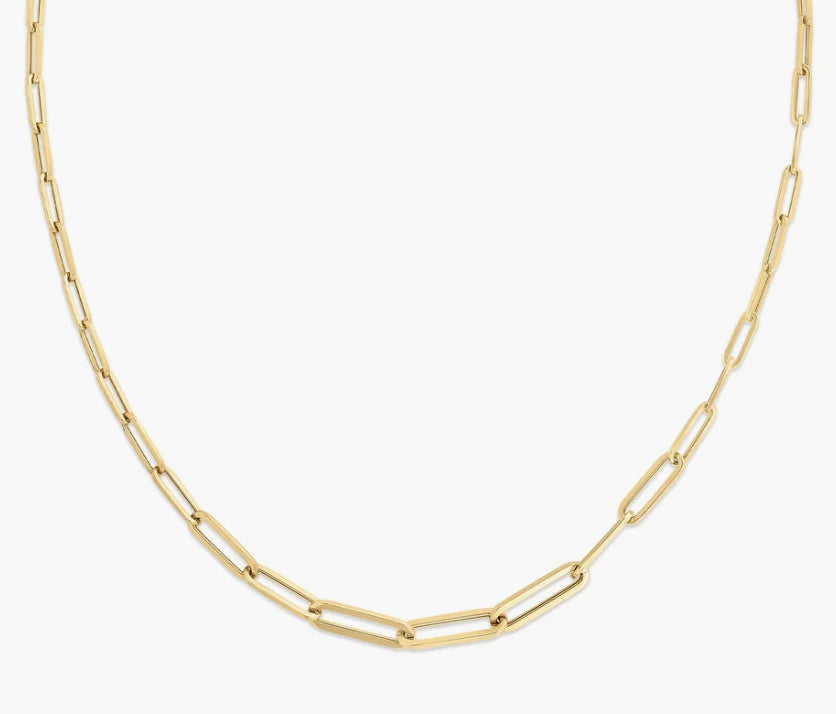 Roberto Coin Yellow Gold 14 mm Paper Clip Chain Necklace