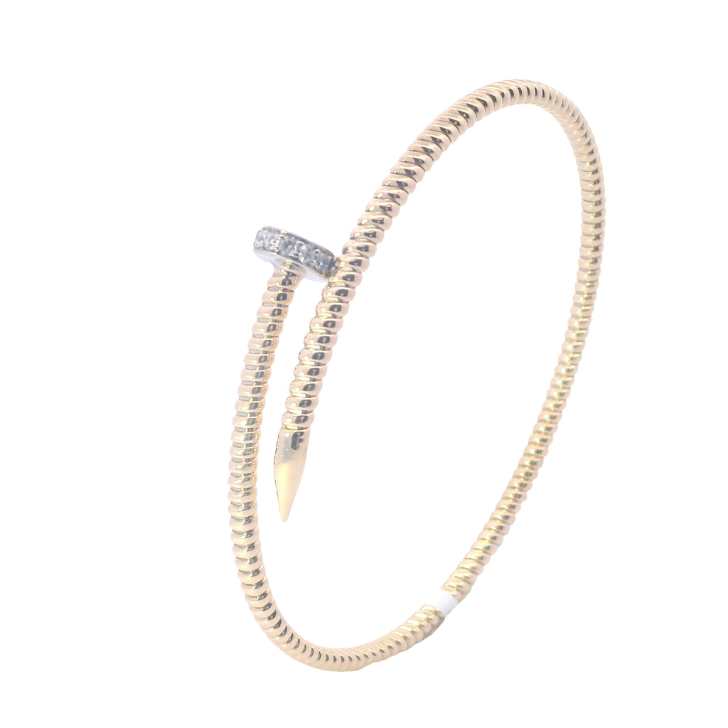 Yellow and White Gold Diamond Nail Bangle