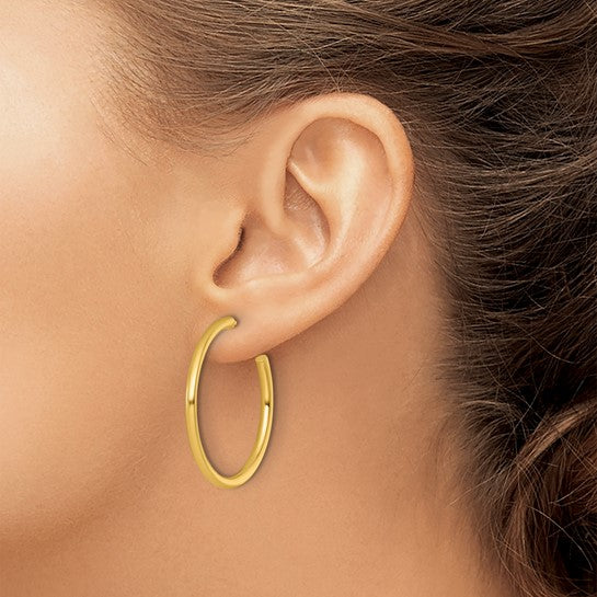 Yellow Gold Polished Post Hoop Earrings