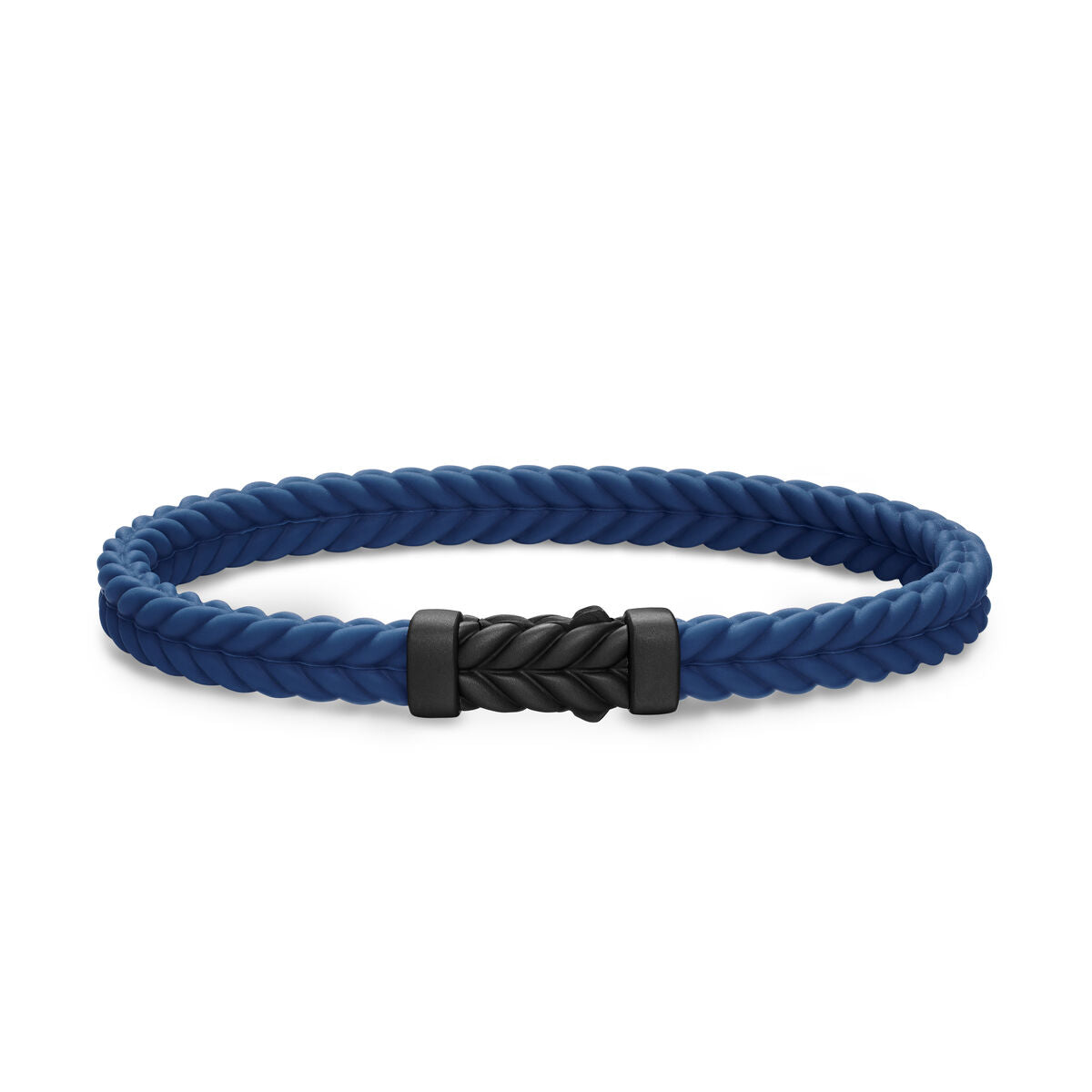 David Yurman Black Titanium Chevron Blue Rubber Bracelet