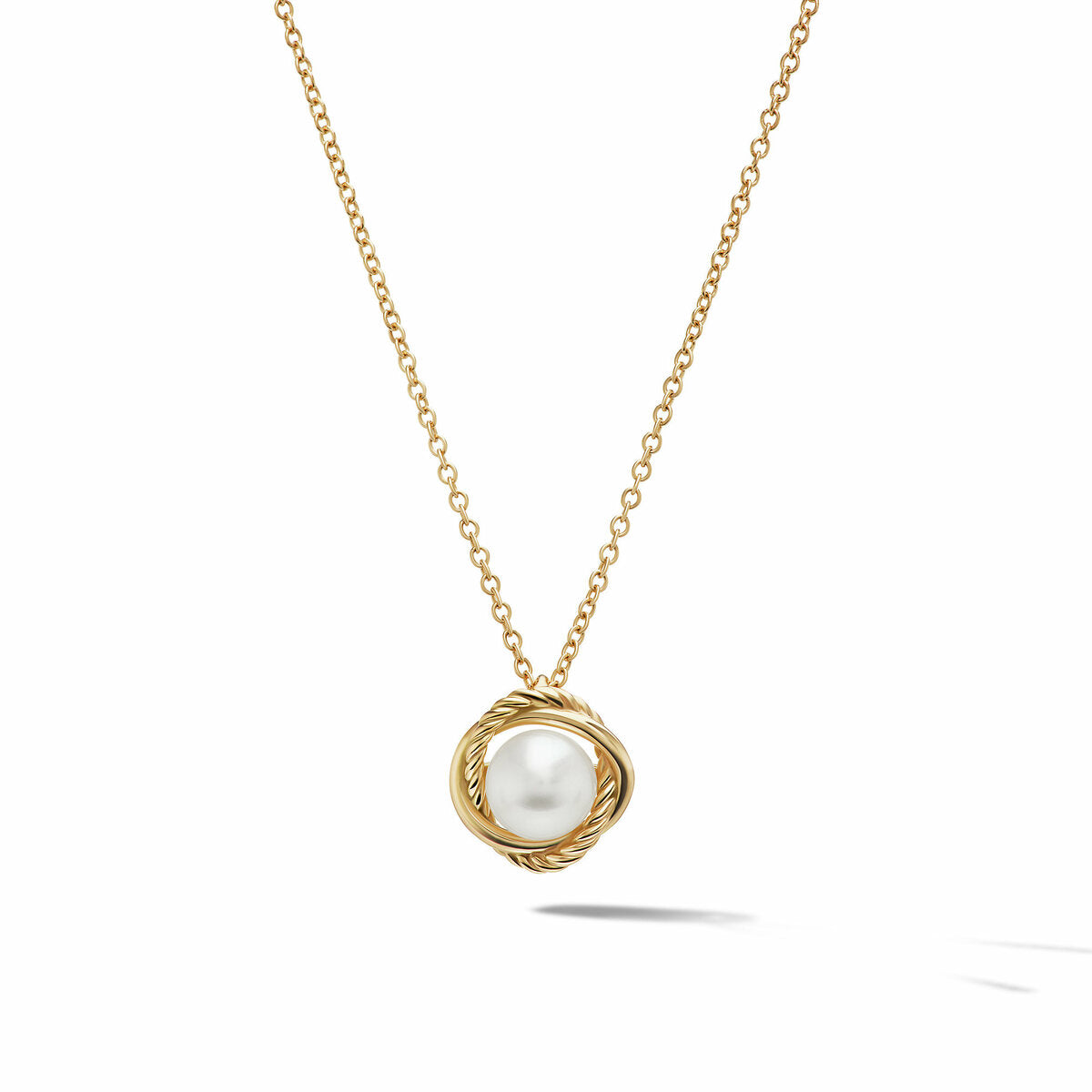 David Yurman Yellow Gold Infinity Pearl Pendant Necklace