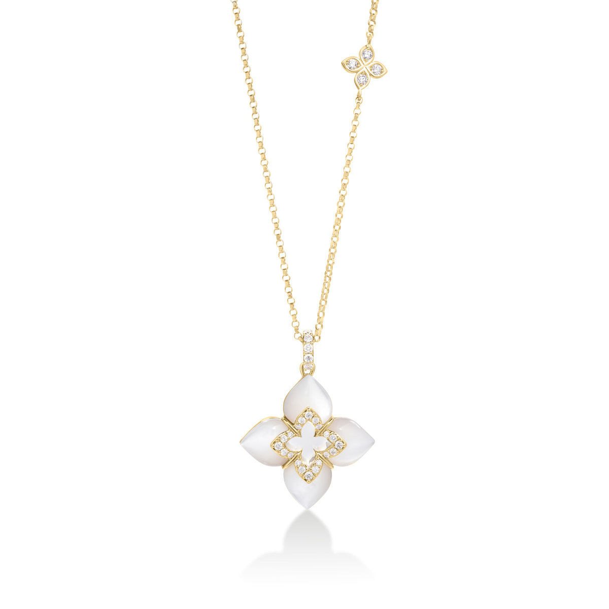 Roberto Coin Yellow Gold Diamond Mother of Pearl Venetian Princess Bubble Necklace