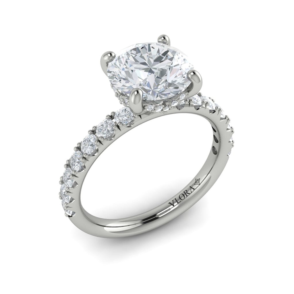 Vlora White Gold Diamond Hidden Halo Engagement Ring Mounting