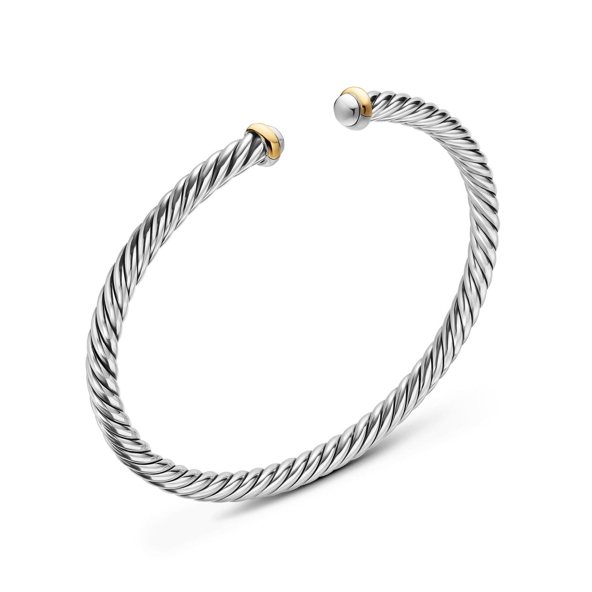 David Yurman Sterling Silver and Yellow Gold Cable Flex Bracelet