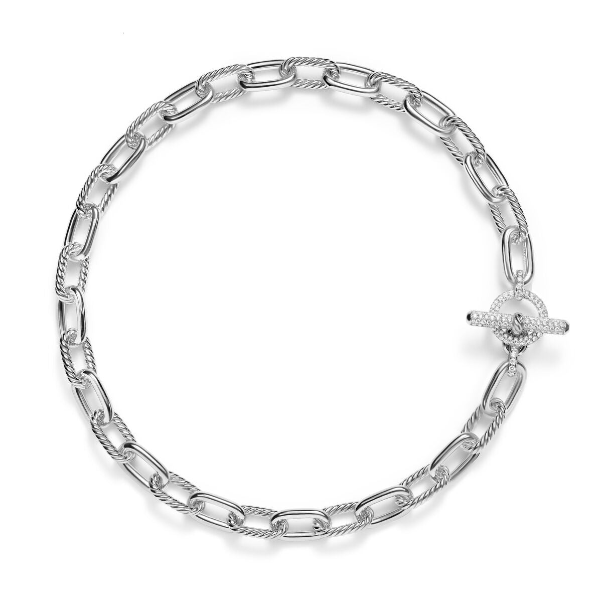 David Yurman Sterling Silver Madison Chain with Pave Toggle Necklace with Diamonds