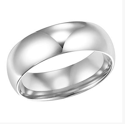 White Gold Low Dome Comfort Fit Wedding Band