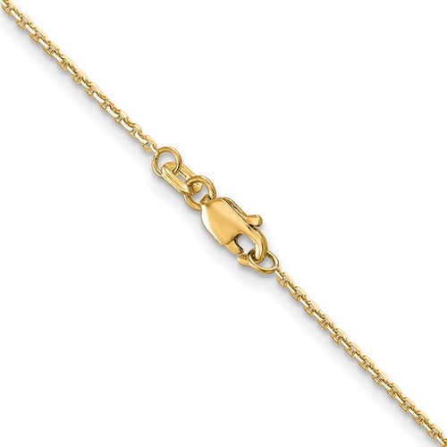 14 Karat Yellow Gold 1.2 mm Diamond Cut Cable Chain 18 Inches