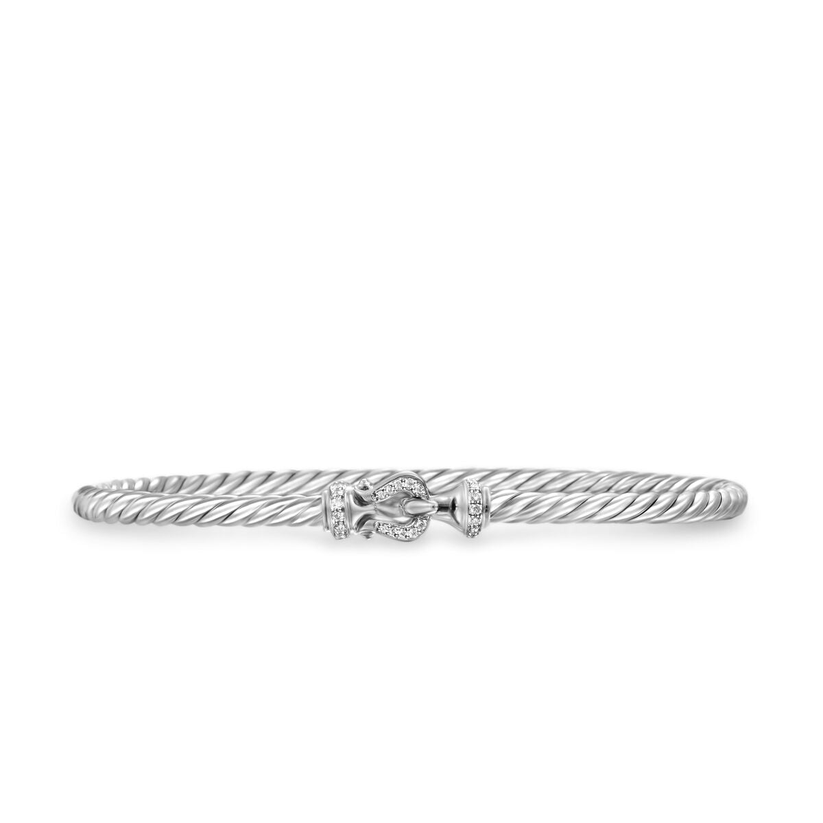 David Yurman Sterling Silver Classic Cable Buckle Bracelet with Diamonds