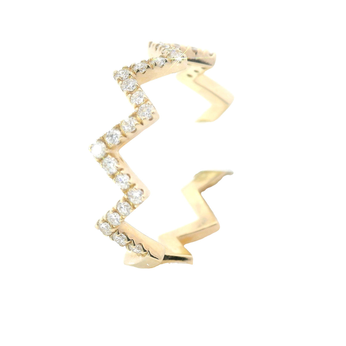 Yellow Gold Zig Zag Diamond Fashion Ring
