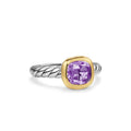 David Yurman Silver and Yellow Gold 7 mm Mercer Amethyst Stone Ring Size 7