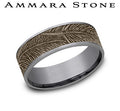 Ammara Stone Rose Gold and Gray Tantalum Feather Center Wedding Band