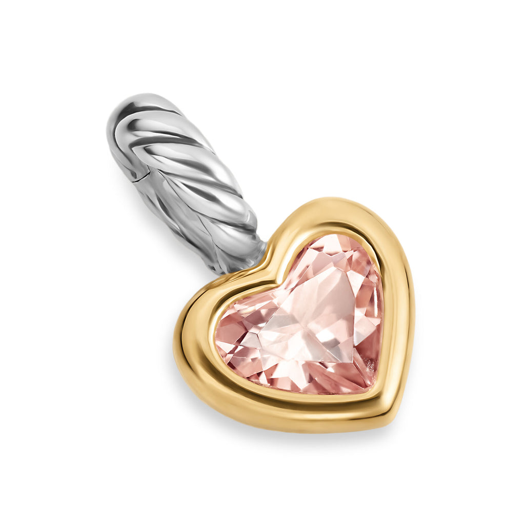 David Yurman Sterling Silver and Yellow Gold Mini Heart Morganite Enhnacer