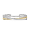 David Yurman Sterling Silver and Yellow Gold Crossover Three-Row Bracelet