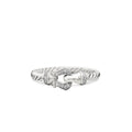 David Yurman 18 Karat White Gold Petite Buckle Ring with Diamonds