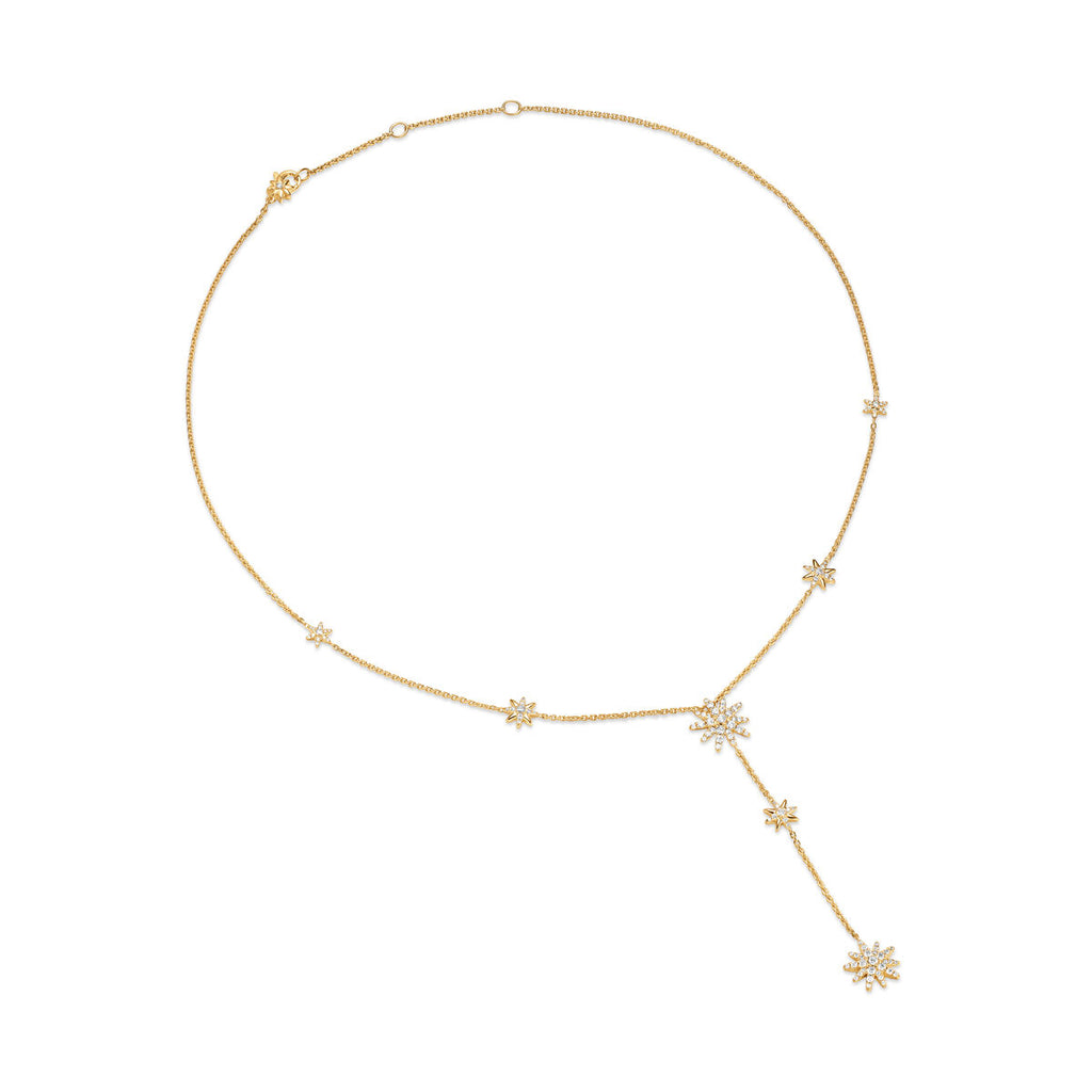 David Yurman Yellow Gold Starburst Y Diamond Necklace