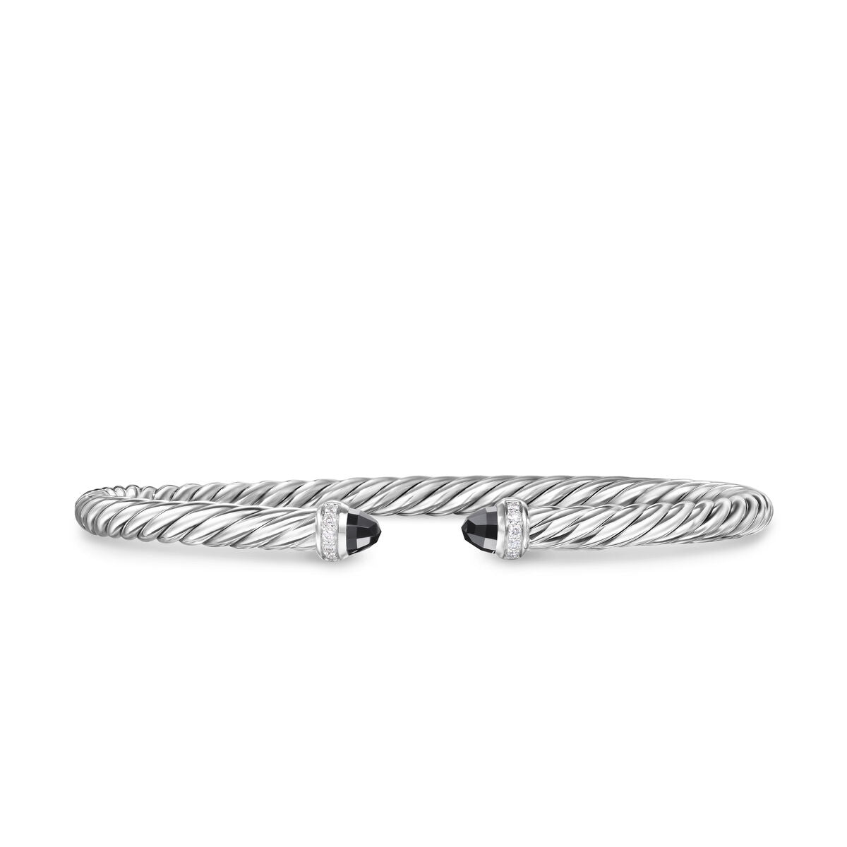 David Yurman Sterling Silver Cable Flex Black Onyx Bracelet with Diamonds
