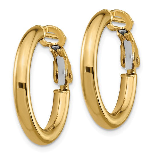 Yellow Gold Polished Omega Back Hoop Earrings