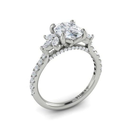 Vlora White Gold Diamond Marquise Trio Engagement Ring Mounting