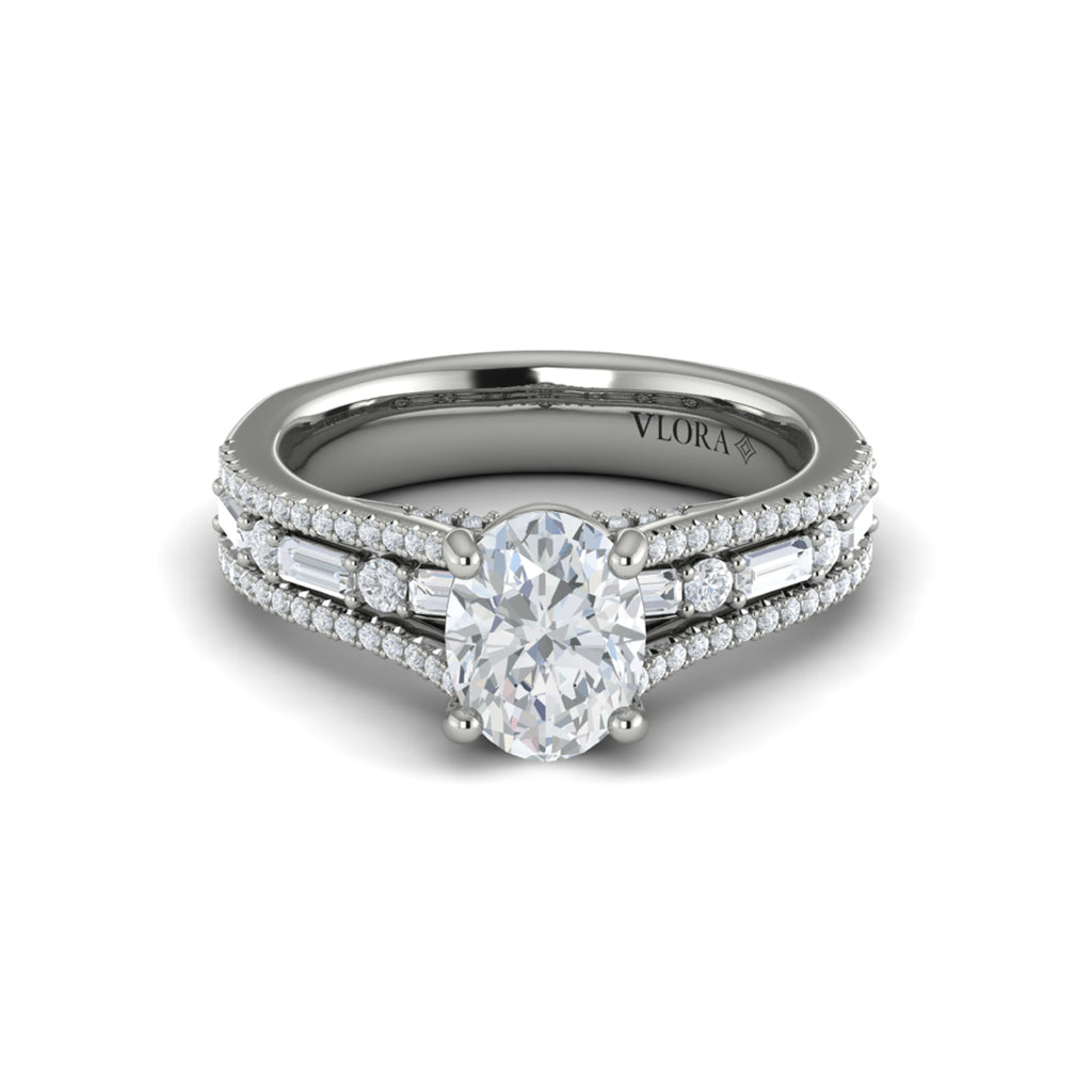 Vlora White Gold Diamond Multi Row Cathedral Engagement Ring Mounting