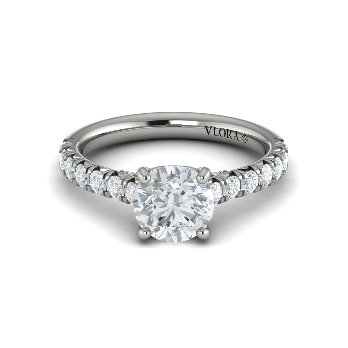 Vlora White Gold Diamond Cathedral Engagement Ring Mounting