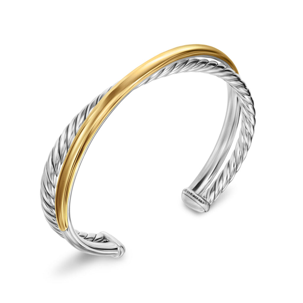 David Yurman Silver and Yellow Gold Bold Crossover Two-Row Bracelet