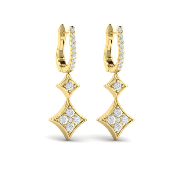 Diamond Double Vlora Star Drop Huggie Earrings