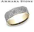Ammara Stone Yellow Gold and Gray Tantalum Faux Meteorite Center Wedding Band