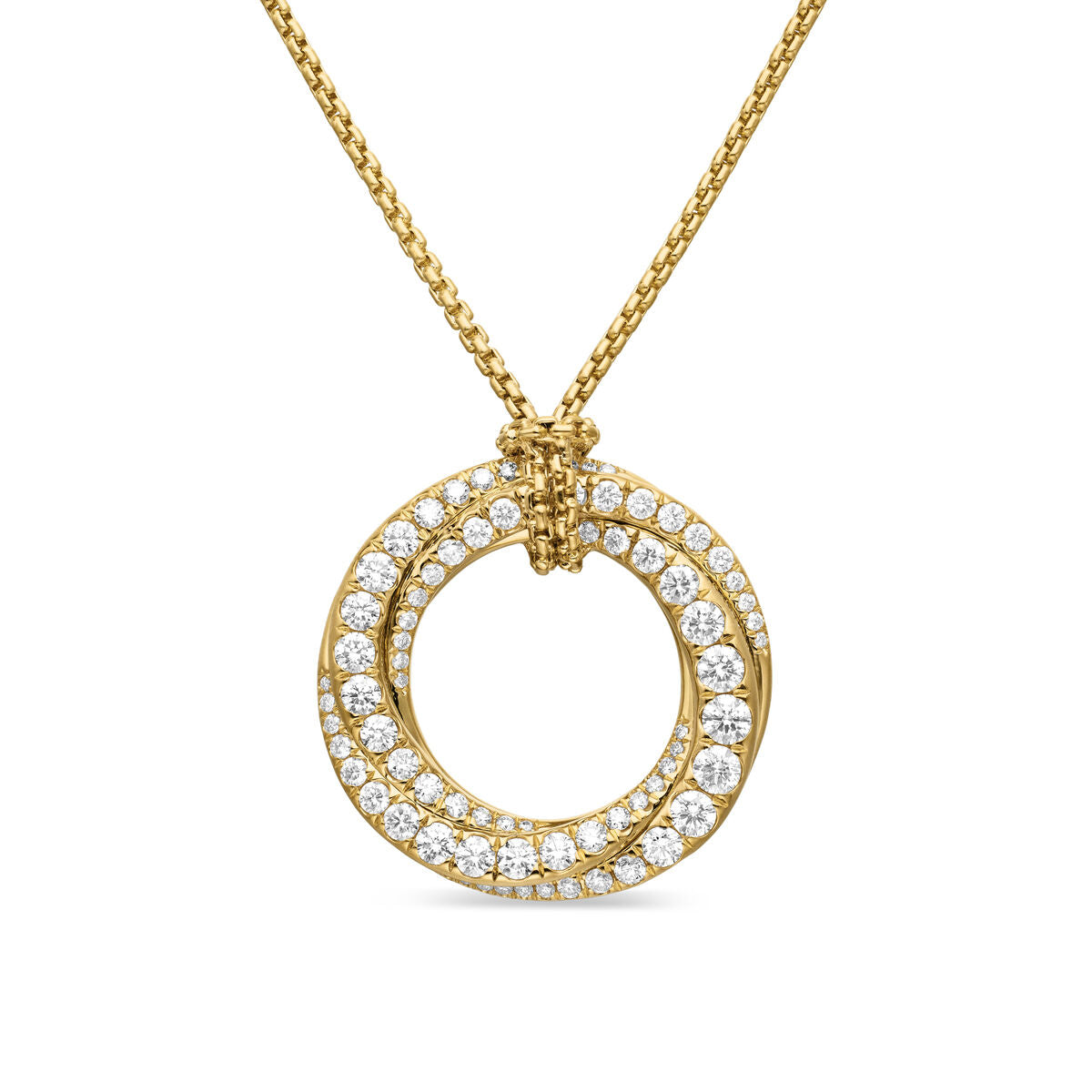 David Yurman Yellow Gold Pave Crossover Pendant with Diamonds