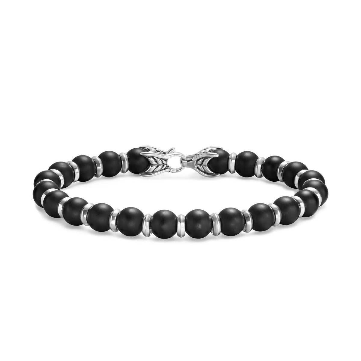 David Yurman Sterling Silver Spritual Bead Black Onyx Bracelet