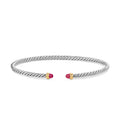 David Yurman Sterling Silver and Yellow Gold 2.6 mm Micro Cable Flex Ruby Bracelet