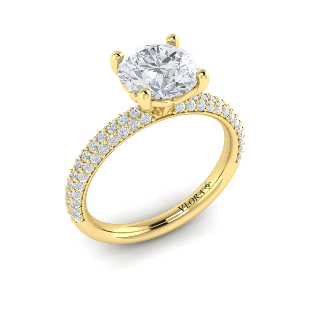 Vlora Yellow Gold Pave Diamond Engagement Ring Mounting
